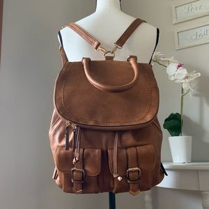 Aldo synthetic leather cognac backpack